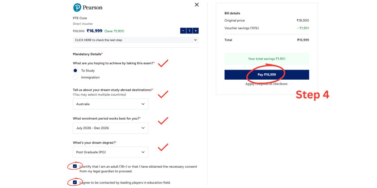 Step 4: Fill in the required details