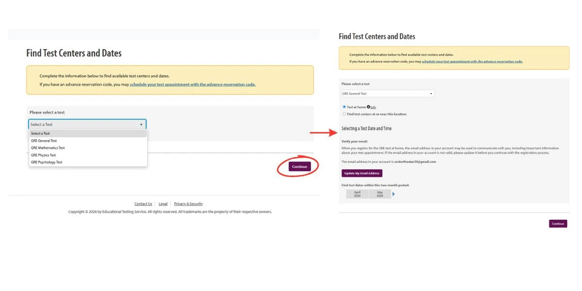 Step 4: Start the GRE Exam Registration Process