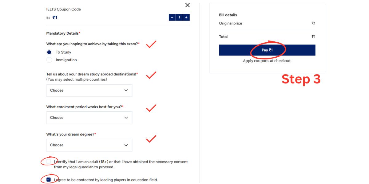 Step 3: Fill in the required details