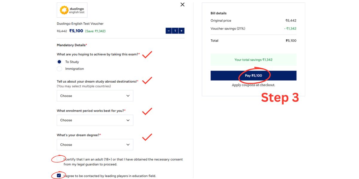 Step 4: Fill in the required details