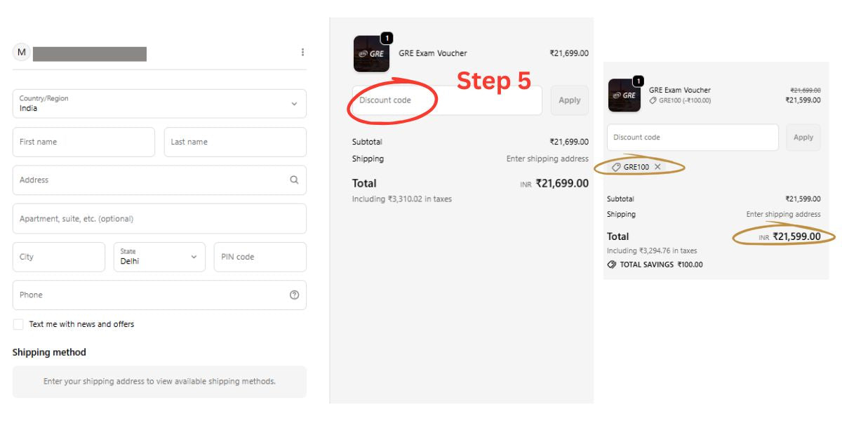 Step_5_Apply GRE Coupon Code 'GRE100'